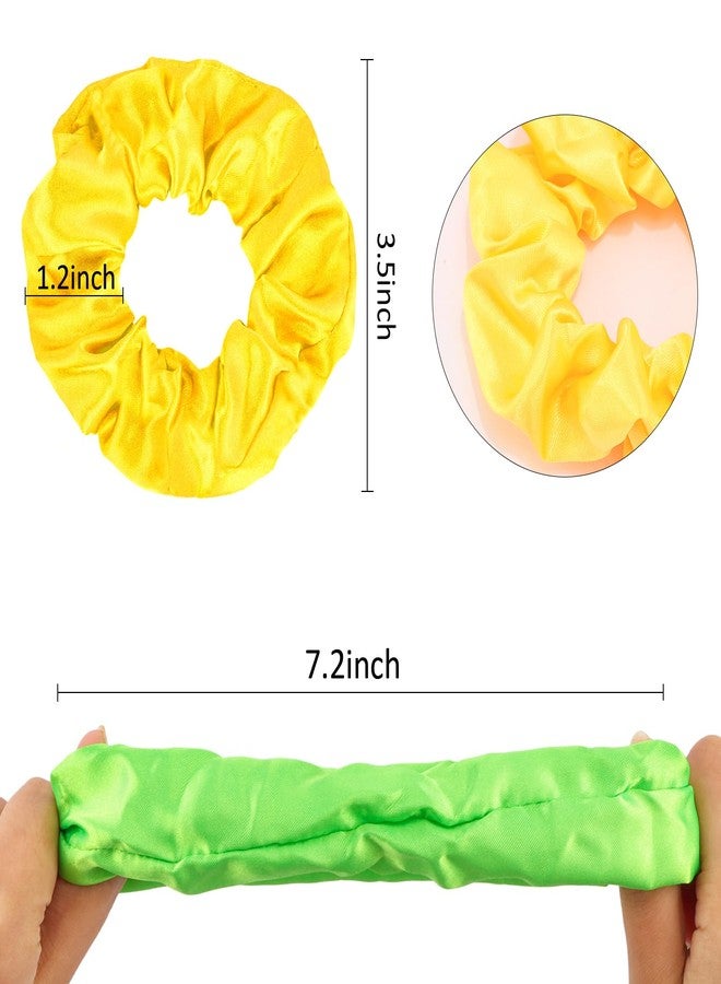 KICOSY 12 Pack Neon Scrunchies in 6 Colors - Satin Soft Hair Ties, Ideal for 80s/90s Looks, Glow Party & Daily Style - Image 4